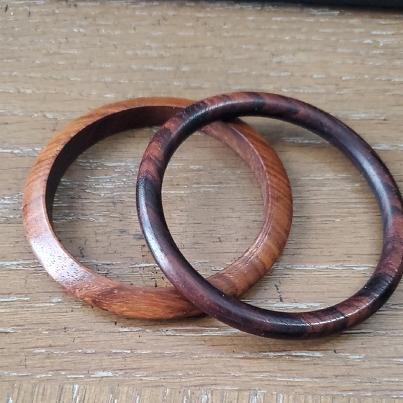 Brown Wooden Bangle Bracelets Minimalist Jewelry - Picture 1 of 2